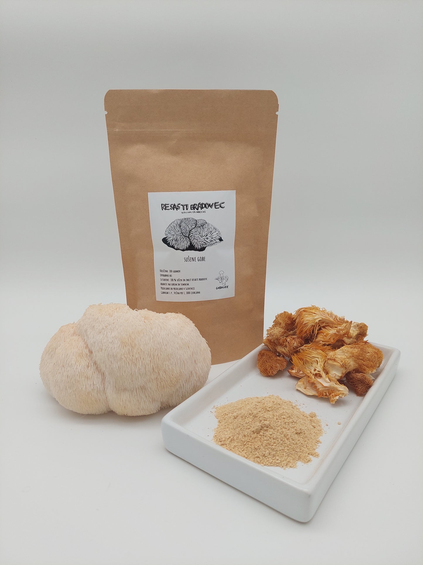 resasti bradovec, lions mane, levja griva, hericium erinaceus, zdravilne gobe